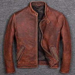Free shipping.Plus size Brand Classic style cowhide jacket,mens 100% genuine leather jackets,biker vintage quality coat.sales